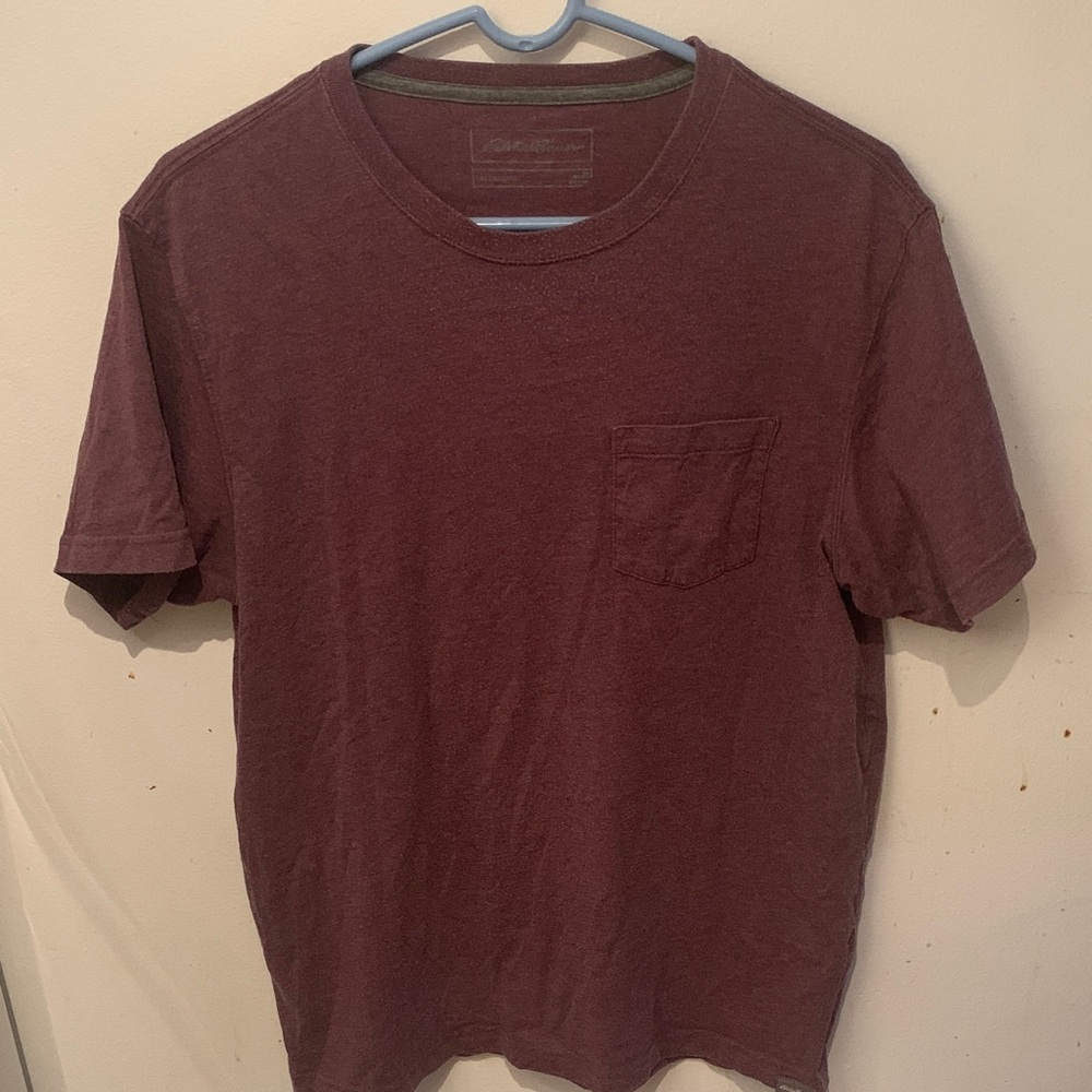 Eddie Bauer Legandwash 60/40 Aubergine Short Sleeve Tee W/Pocket SZ M